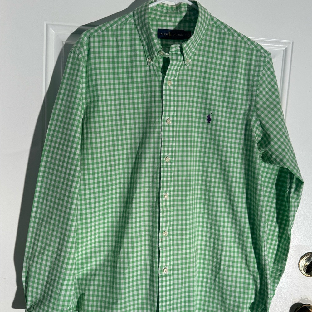 Ralph Lauren Men's Green Gingham Shirt